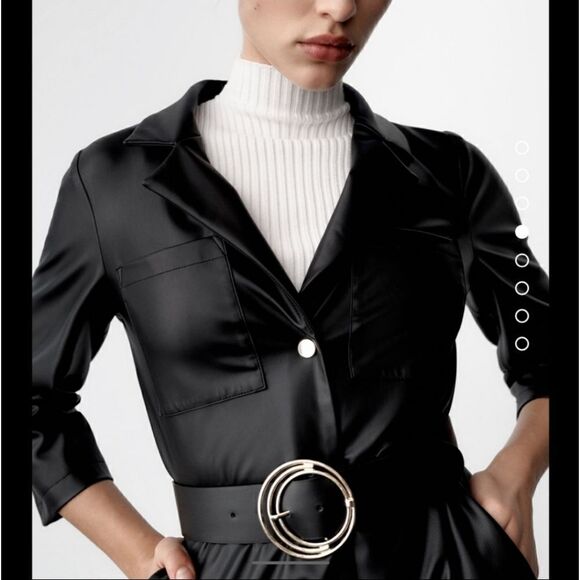NWT Zara Faux leather shirt dress - Picture 6 of 12